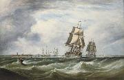 Ebenezer Colls A Royal Naval Squadron running out of Portsmouth oil painting artist